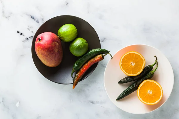 Цветные Овощи Фрукты Столе Подготовка Утренних Соков Здоровое Питание — стоковое фото