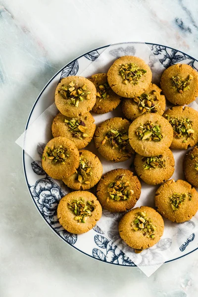 Hausgemachte Kekse Mandel Und Sesamkekse Mit Pistazien Gesunde Vegane Glutenfreie — Stockfoto