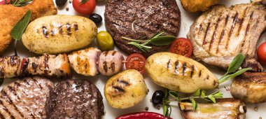 et farklı türleri ile BBQ et parti Banner: Beef Burg