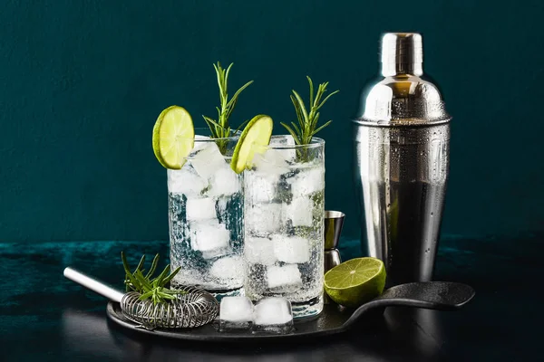 Classico cocktail gin tonic con rametti di rosmarino — Foto Stock