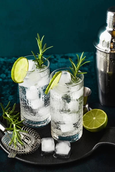 Classico cocktail gin tonic con rametti di rosmarino — Foto Stock