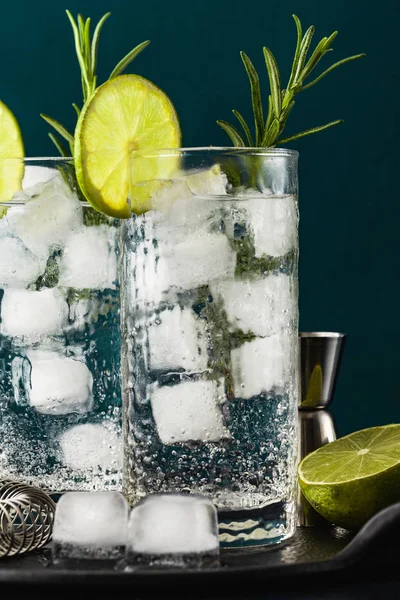 Classico cocktail gin tonic con rametti di rosmarino — Foto Stock