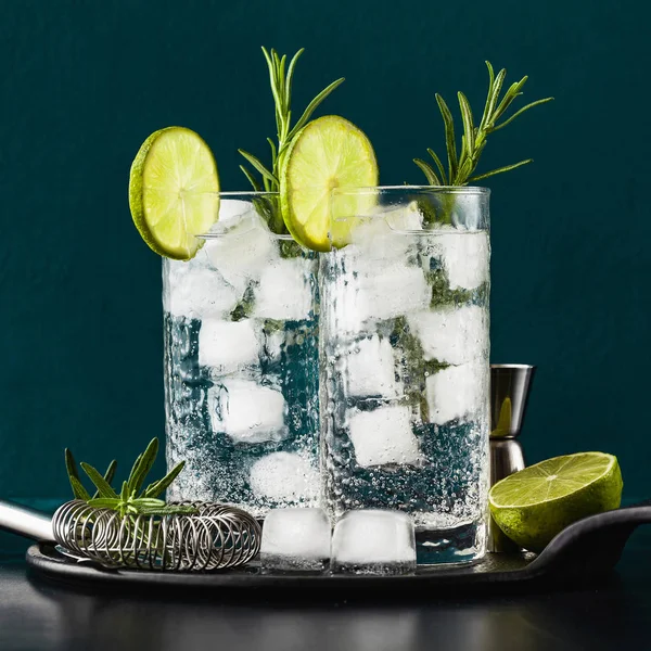 Classico cocktail gin tonic con rametti di rosmarino — Foto Stock