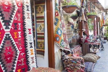 traditional carpets. typical turkish shop.