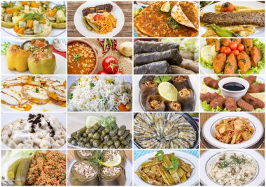 Lezzetli çeşitli yemekler kolajı