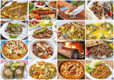 Lezzetli çeşitli yemekler kolajı