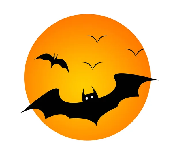 Morcegos Fundo Círculo Laranja Conceito Halloween — Fotografia de Stock