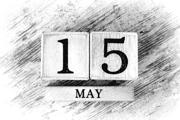 Houten Kalender Met Datum Mei — Stockfoto