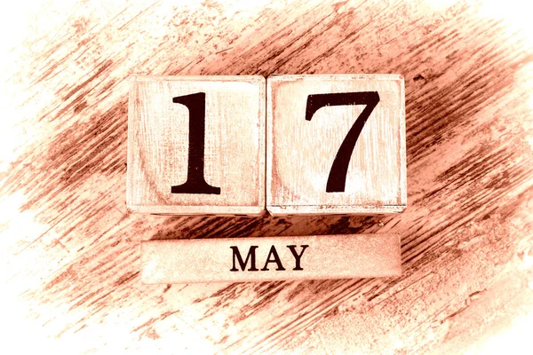 Dřevěný Kalendář Datem Května — Stock fotografie
