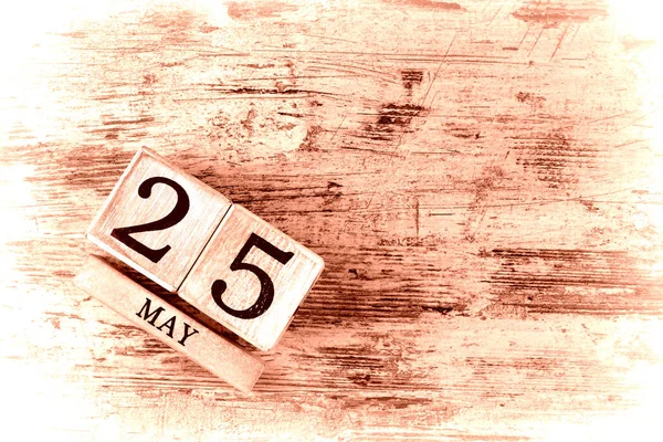 Houten Kalender Met Datum Mei — Stockfoto