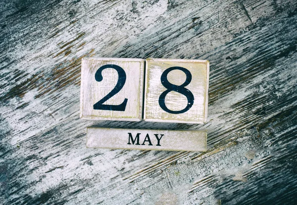 Ξύλινο Ημερολόγιο Ημερομηνία Μπορεί — Φωτογραφία Αρχείου