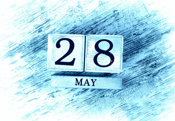 wooden calendar with date may, 28