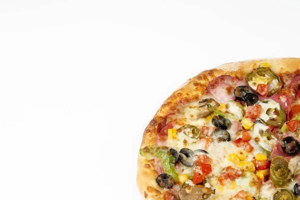 Pizza Fondo Blanco —  Fotos de Stock