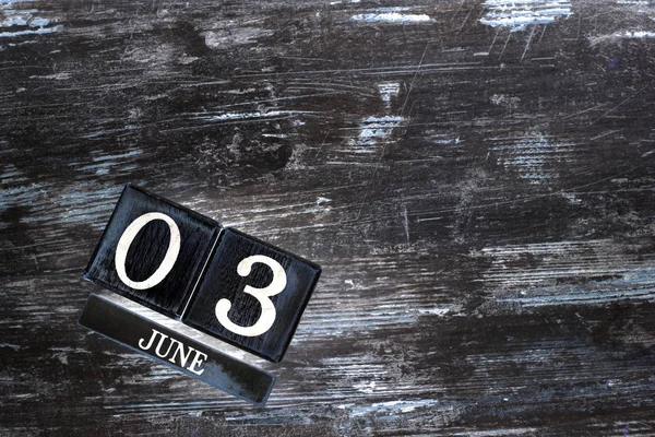 Wooden Calendar Date Third June — Stock Photo, Image