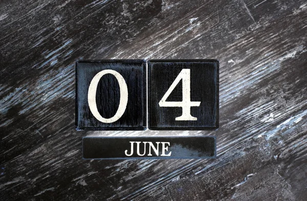 Wooden Calendar Date June — Stock Photo, Image