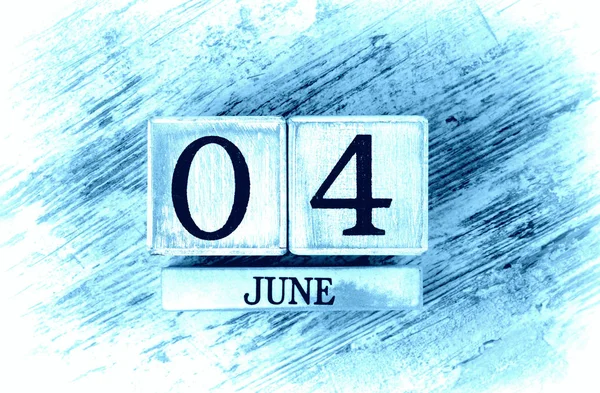 Wooden Calendar Date June — Stock Photo, Image