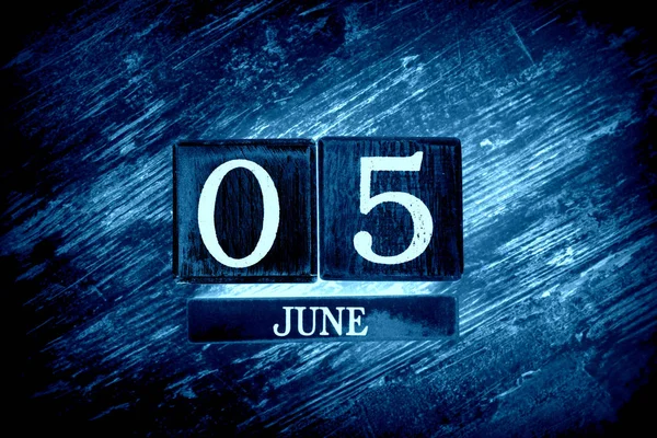 Ξύλινο Ημερολόγιο Ημερομηνία Ιούνιος — Φωτογραφία Αρχείου