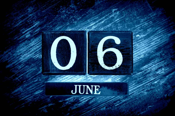 Wooden Calendar Date June — Stock Photo, Image