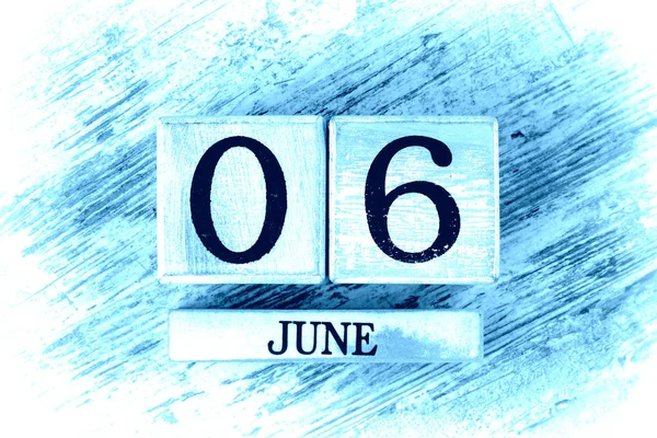 Wooden Calendar Date June — Stock Photo, Image