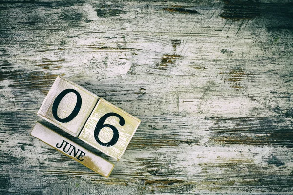 Wooden Calendar Date June — Stockfoto