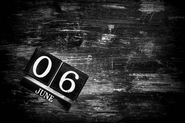 Calendario Madera Con Fecha Junio — Foto de Stock