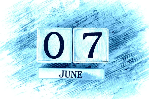 Calendário Madeira Com Data Junho — Fotografia de Stock