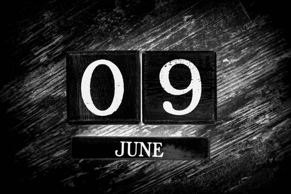 Wooden Calendar Date June — Stock Photo, Image