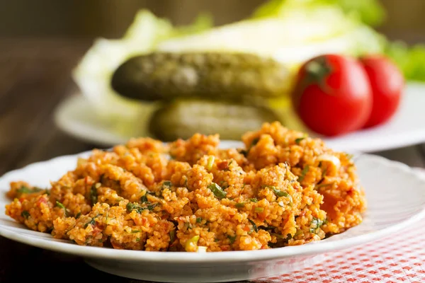 Prodotti Alimentari Turchi Insalata Bulgur Kisir — Foto Stock