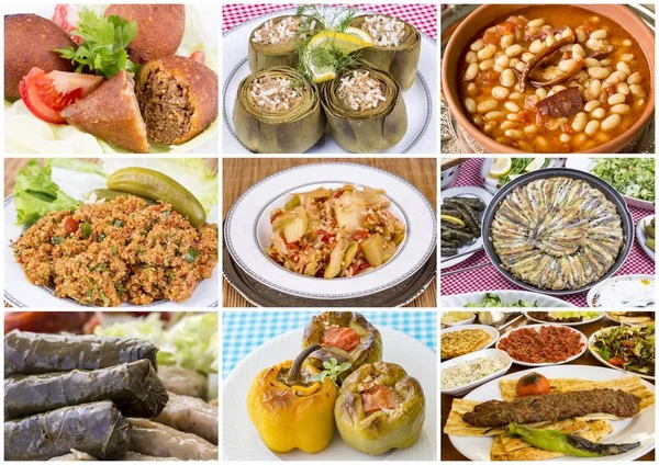 Colagem Alimentos Tradicionais Turcos — Fotografia de Stock