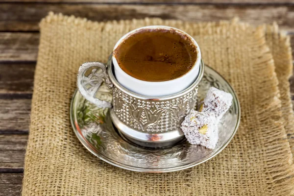 Turkish Coffee Turkish Delight — Stock Photo, Image