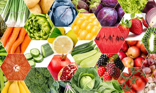 Colagem Frutas Legumes — Fotografia de Stock
