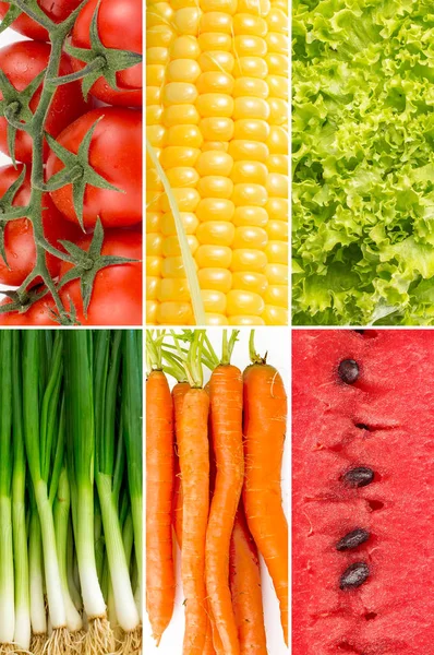 Collage Aus Obst Und Gemüse — Stockfoto