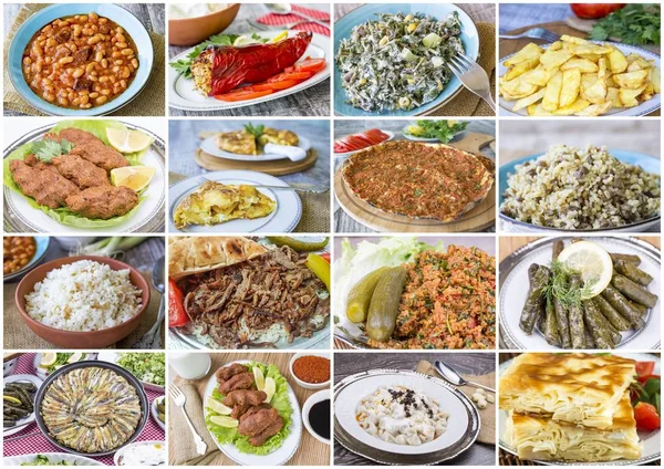 Collage Alimentos Tradicionales Turcos — Foto de Stock