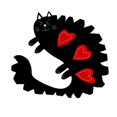 Kara kedi sanat beraberlik beyaz arka plan üzerinde