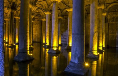 Interior of the ancient building with columns