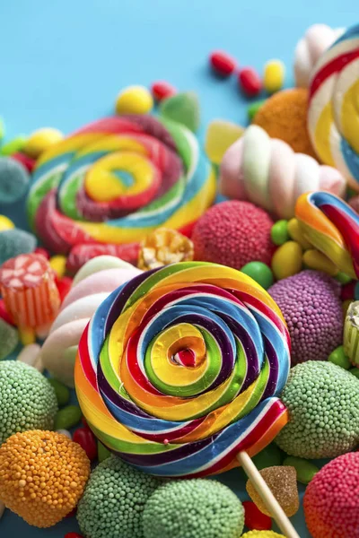 Variety Colorful Candies Close View — 图库照片