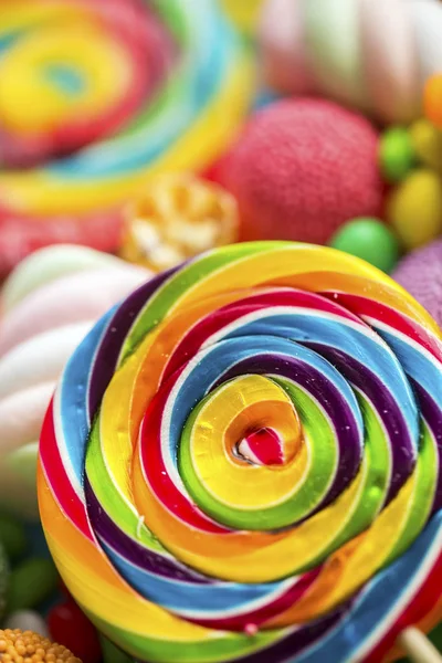 Variety Colorful Candies Close View — 스톡 사진