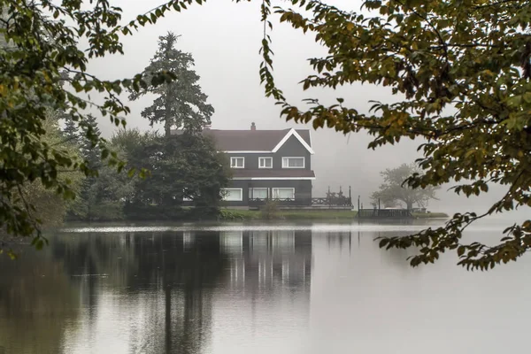 beautiful view of the building on the lake