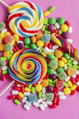 variety of colorful candies, close up view