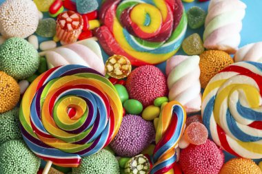 variety of colorful candies, close up view