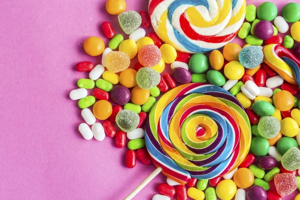 Variety Colorful Candies Close View — Stock Photo, Image