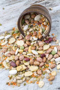 Kurutulmuş gıdalar; karışık ham baklagiller, arka plan