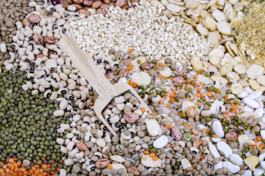 Kurutulmuş gıdalar; karışık ham baklagiller, arka plan