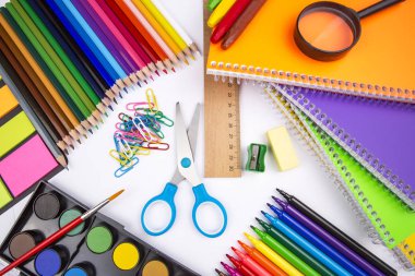 Okul ve ofis donanımları, ileti örneği arka planı