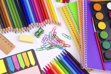 Okul ve ofis donanımları, ileti örneği arka planı