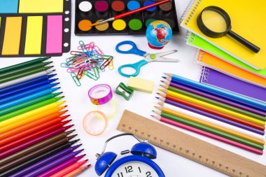 Okul ve ofis donanımları, ileti örneği arka planı