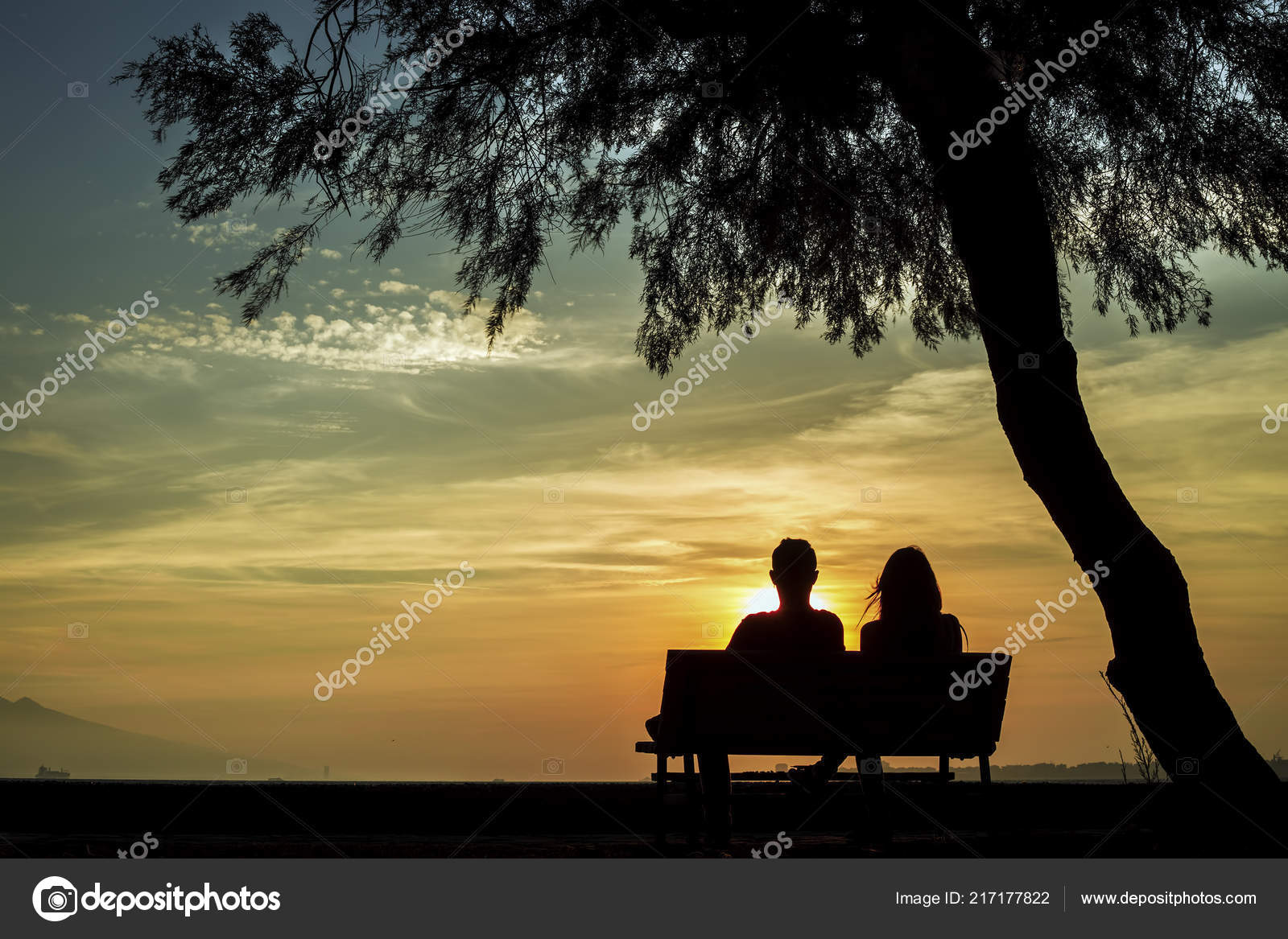 Vue Coucher Soleil Couple Jeune Photographie Esindeniz