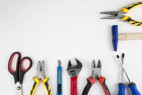 Conjunto Herramientas Muchas Herramientas Aisladas Sobre Fondo Blanco — Foto de Stock