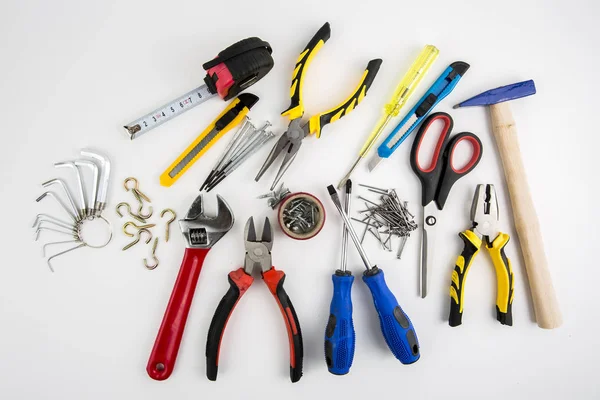 Werkzeugset Viele Werkzeuge Isoliert Auf Weißem Hintergrund — Stockfoto