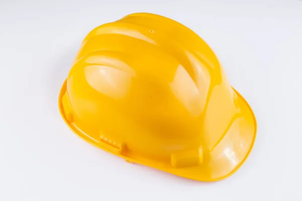 Желтый Шлем Безопасности Изолирован Белом Фоне — стоковое фото